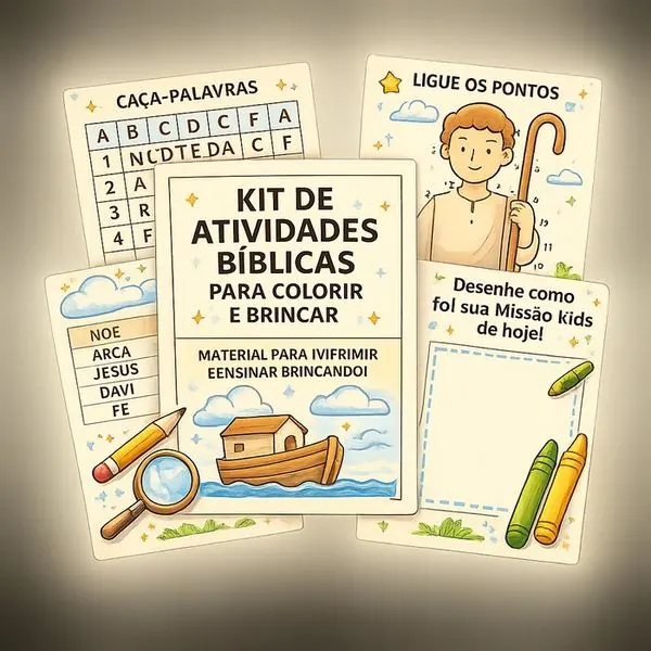 Kit de Atividades Bíblicas para Colorir e Brincar